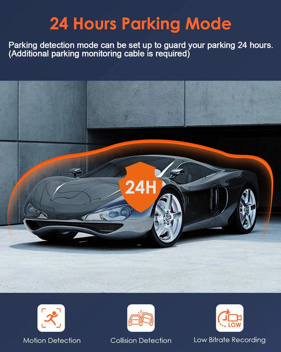 Dash Cam with IR Night Vision, 2" IPS Screen, 1080P Full HD, Loop Recording — 2/3 Camera DVR