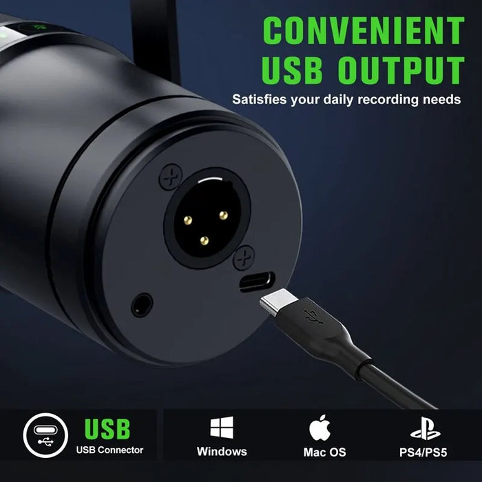 USB/XLR Dynamic Microphone for Broadcast Podcast & Recording Studio, Versatile Music & Speech Mic - Designed for Professional Audio Production