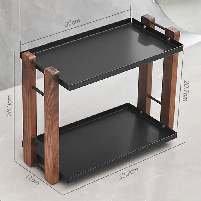 Wooden Countertop Organiser – Cosmetic & Coffee Station Shelf for Vanity