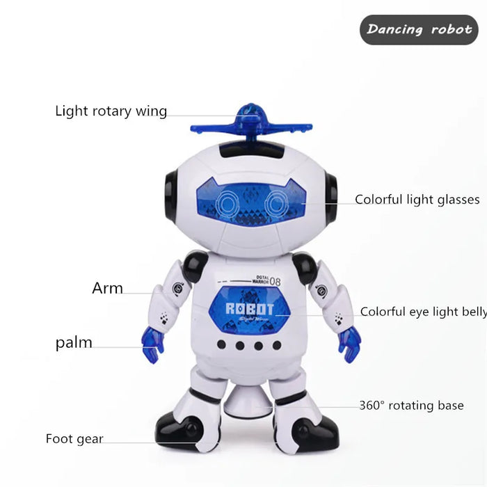 2023 Kids Robot - Rotating Dance Toy with Music, LED Light, Electronic Walking Features - Perfect Christmas and Birthday Gift for Boys and Girls