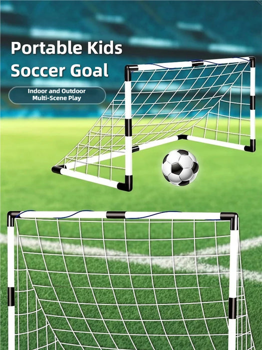Foldable Children's Football Goal with Pump & Ball – Portable Soccer Set
