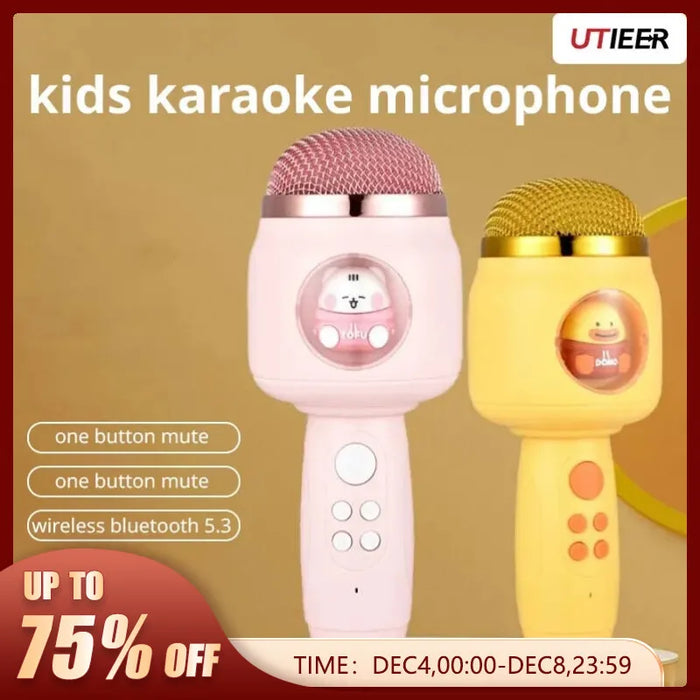 Audio Integrated Cartoon Microphone - Wireless, Bluetooth-Enabled Children's Microphone with Night Light - Perfect for Kids' Entertainment and Nightime Use