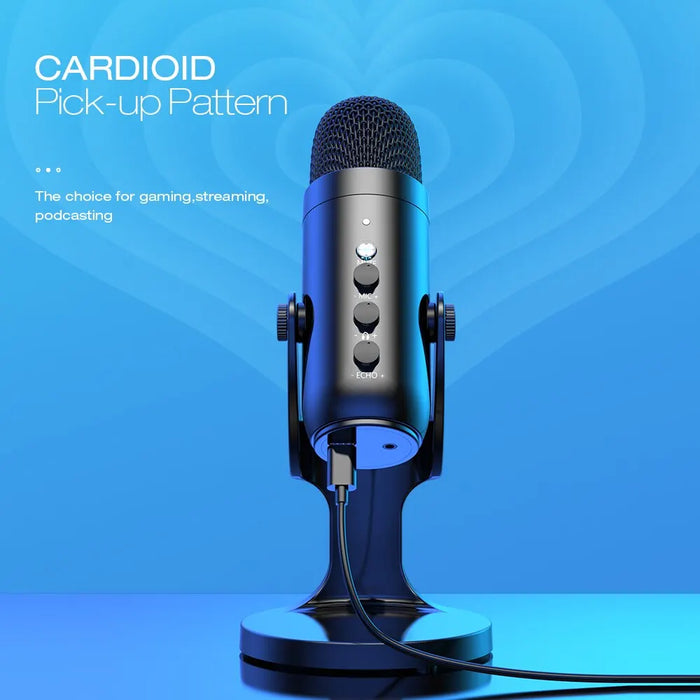 PC Mac Gaming USB Microphone - Condenser Mic with Phone Adapter, Headphone Output for Recording & Streaming - Ideal for Podcasting and Computer Use