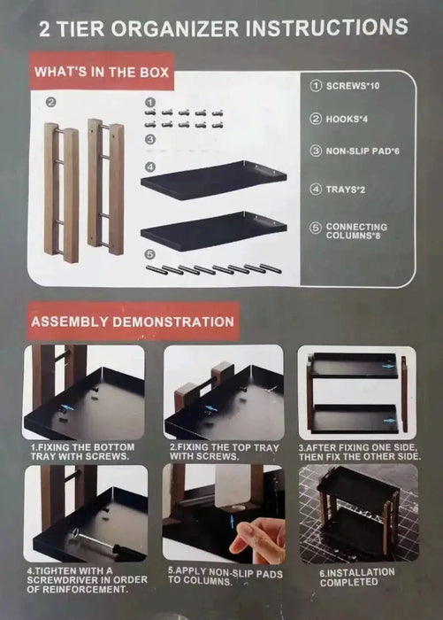 Wooden Countertop Organiser – Cosmetic & Coffee Station Shelf for Vanity