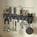 Stainless Steel Wall-Mounted Knife Holder — Nail-Free, Black (30/40/50cm)
