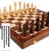 15" x 15" Folding Walnut Chess Set with Solid Wooden Pieces