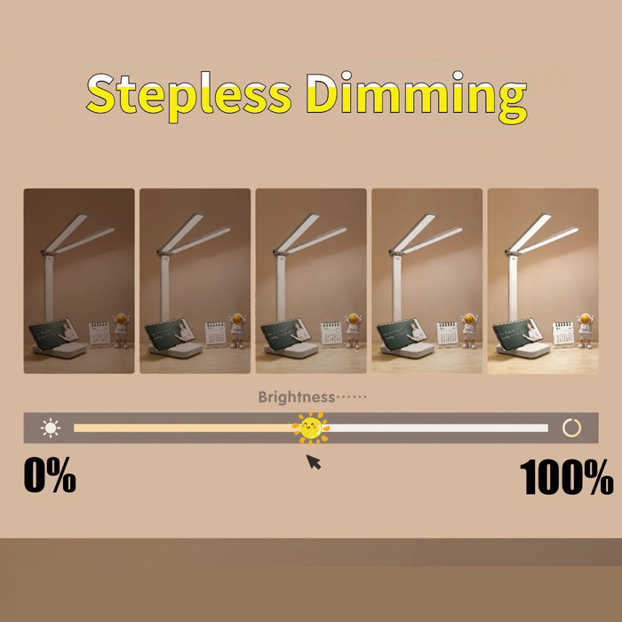 USB Rechargeable Folding LED Table Lamp - 3 Dimmable Levels, Touch Lighting, Eye-friendly and Foldable Design for Bedroom or Office Use - Ideal Lighting Solution for Desks and Tables