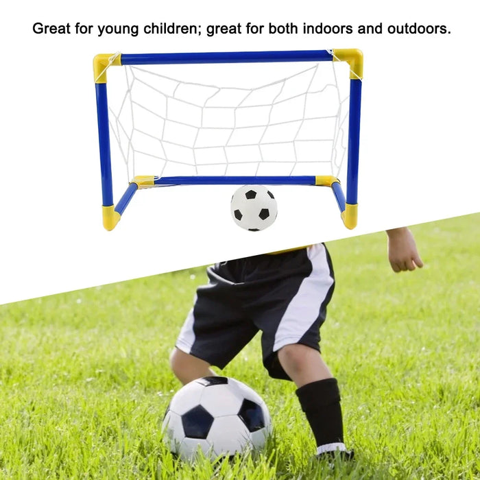 Mini Folding Indoor/Outdoor Football Goal Set with Inflatable Ball