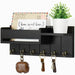Rustic Wooden Wall Key Holder with Shelf — 6 Hooks & Mail Organiser