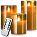 Set of 3 LED Glass Flameless Candles with Remote & Timer — 3 Sizes, 3 Colours