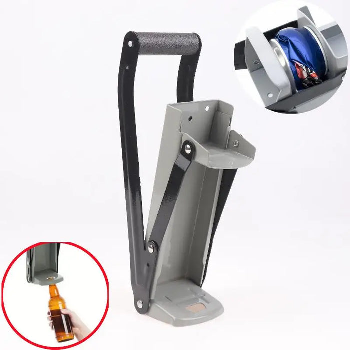 Heavy-Duty Metal Can Crusher for 12oz & 16oz Cans – Wall-Mountable with Bottle Opener