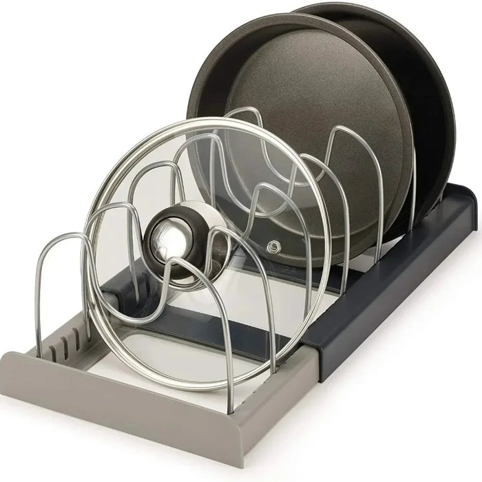 7‑Grid Telescopic Pot Rack – Adjustable Pots, Pans & Lid Organiser