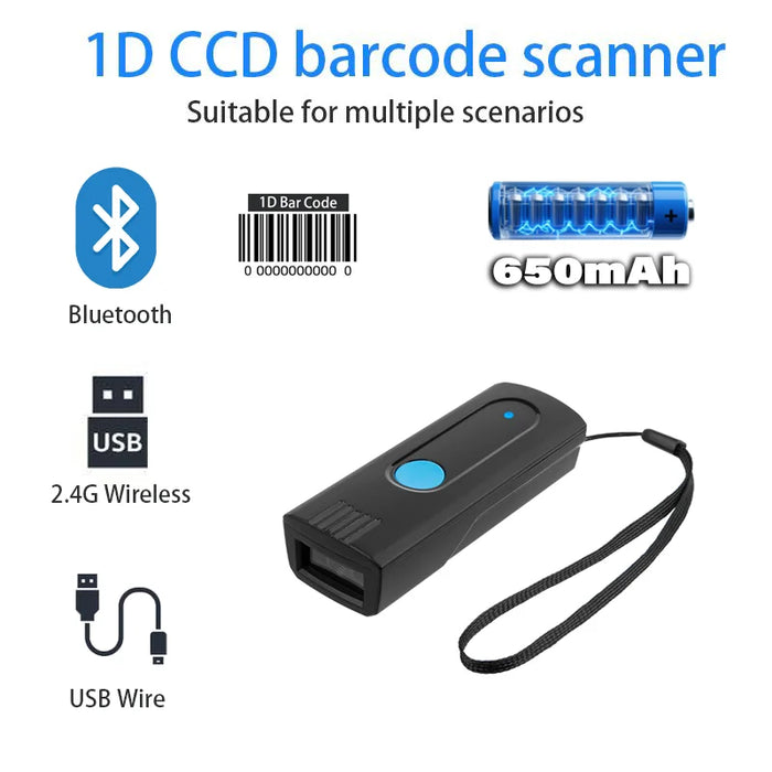 Mini Pocket Bluetooth Barcode Scanner — M3C (1D) or M3D (2D/QR)