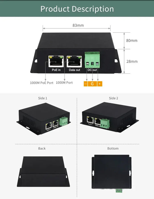 2.5G PoE Splitter 30/60/90W — Wall-mount, Isolated Ports, 10/100/1000/2500 Mbps