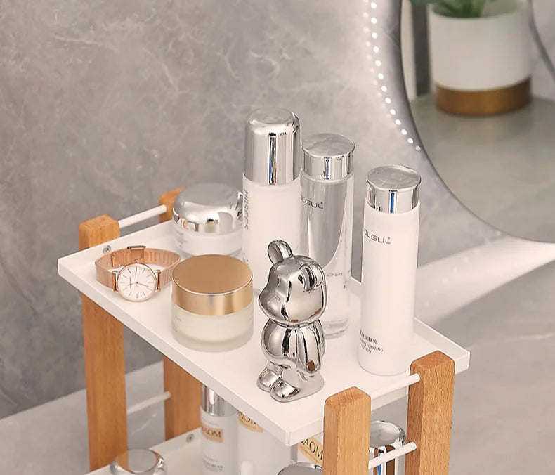 Wooden Countertop Organiser – Cosmetic & Coffee Station Shelf for Vanity