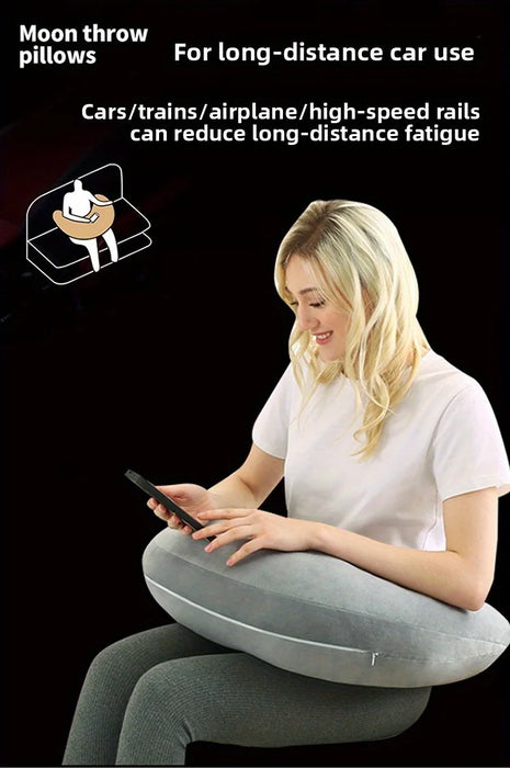 U‑Shape Reading & Gaming Cushion — Crochet Tatting Arm Support for TV, Desk & Travel