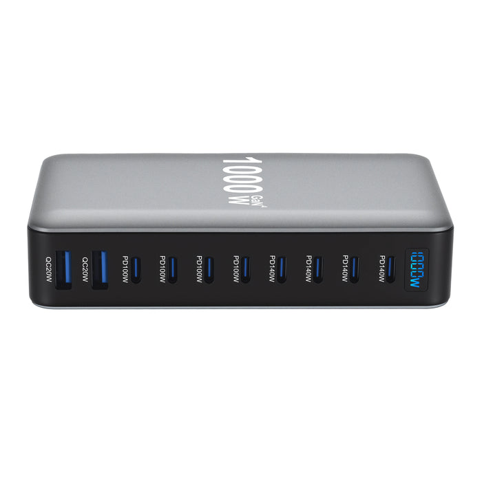 1000W GaN 10‑Port USB‑C Charger Station — PD3.1 PPS Fast Charging
