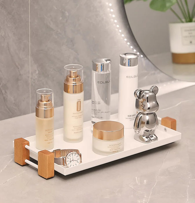 Wooden Countertop Organiser – Cosmetic & Coffee Station Shelf for Vanity