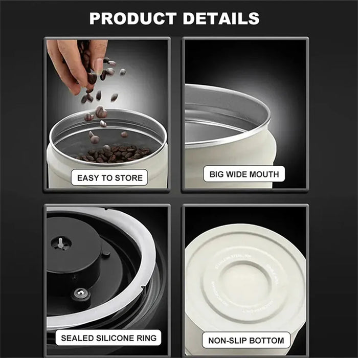 Stainless Steel Vacuum Coffee Canister – Airtight Storage for Beans, Tea & Grains