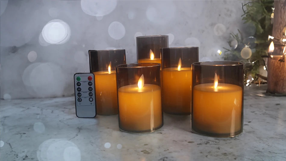 3-piece USB Rechargeable LED Pillar Candles with Remote & Timer