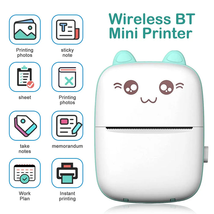 Mini Bluetooth Pocket Printer - Mobile Photo and Note Printing, Error Label Creation - Excellent Children's Gift for Students