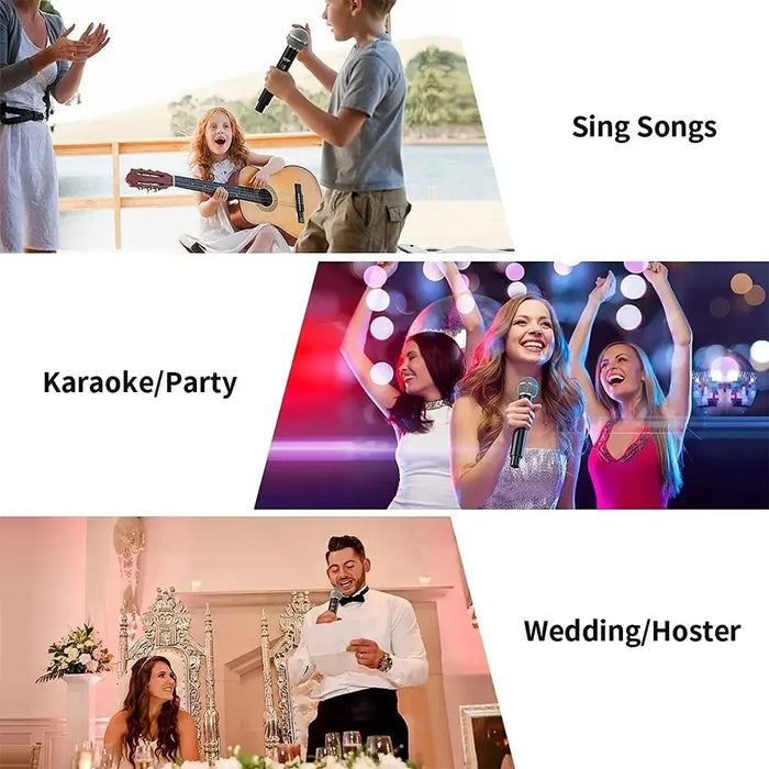 UHF Fixed Frequency Wireless Microphone - 2 Channel Handheld Mic for Party, Karaoke, Church, Show, Meeting - Professional Audio Solution for Events and Functions