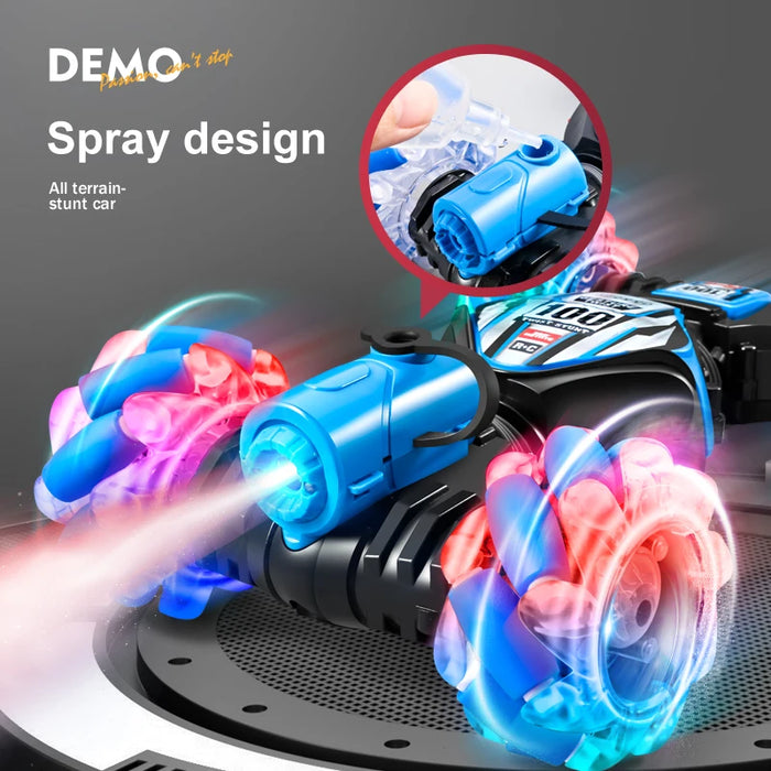 4WD RC Stunt Car 1:24 - 2.4G Radio, Gesture Induction, Music Light & Stunt Spray with Off-road Ability - Perfect Remote Control Toy for Boys and Watch Control Enthusiasts