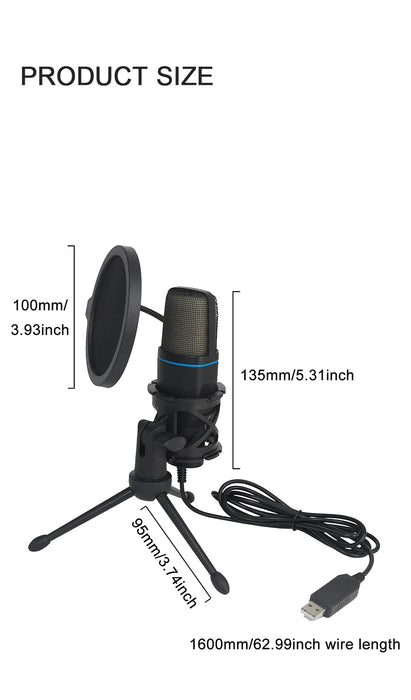 USB RGB Condenser Microphone — Wired Gaming & Streaming Mic for PC/Laptop