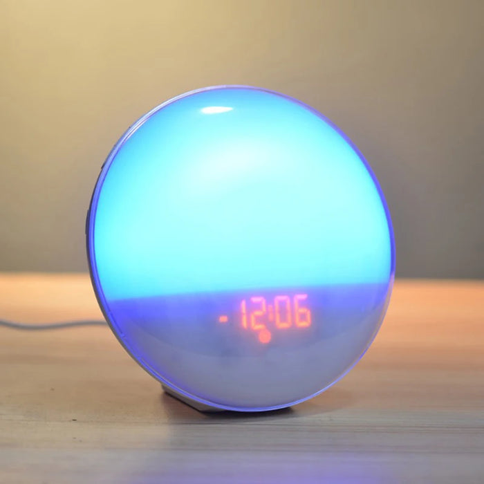 Wake Up Light Alarm Clock with Sunrise & Sunset, Dual Alarms, FM Radio, 7 Colours