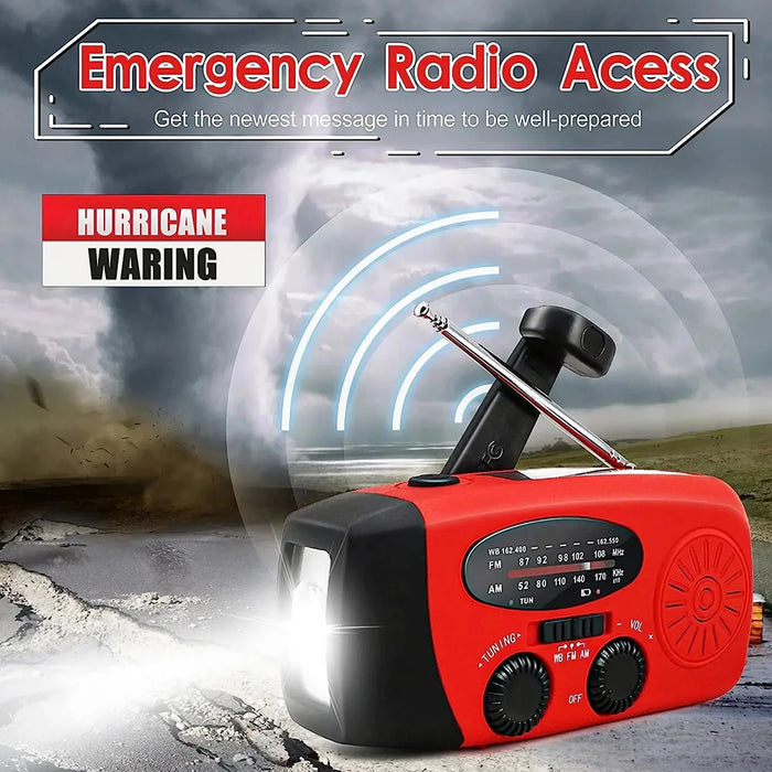 Solar Hand Crank Radio - Camping Light with AM/FM Radio and 2000mAh USB Charging, Outdoor Multifunctional Dynamo LED Flashlight - Ideal for Outdoor Enthusiasts and Emergency Preparedness