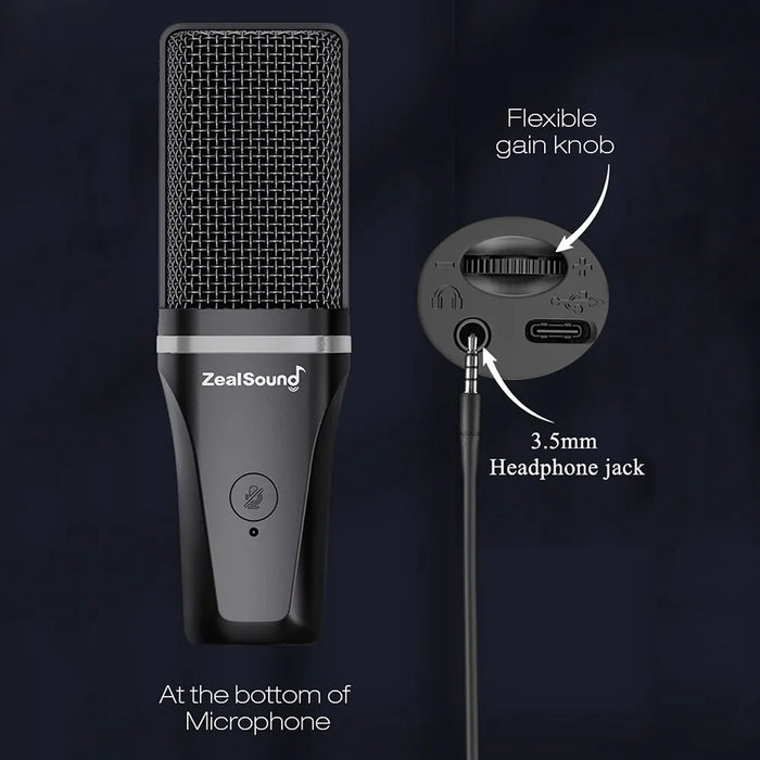 RGB USB Condenser Microphone with Articulated Boom Arm & Tripod for Streaming