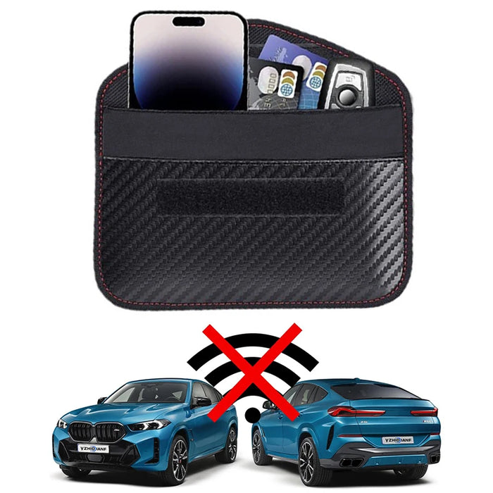 Faraday Key Signal Blocking Pouch – Signal Blocker for Car Keys & Phones, Carbon Fibre