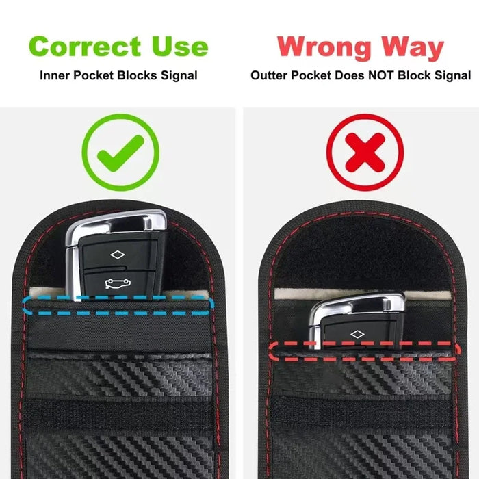 Car Key Signal Blocking Pouch Carbon Fibre RFID Faraday Case — Black