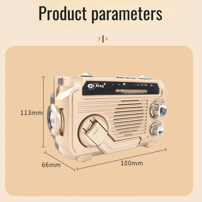 Hand-Crank Emergency Radio & Power Bank — USB, Solar, Bluetooth, DAB