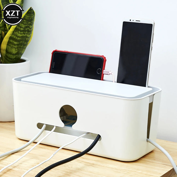 USB Cable & Power Strip Storage Box — Cable Organiser, 31 x 14 x 13 cm