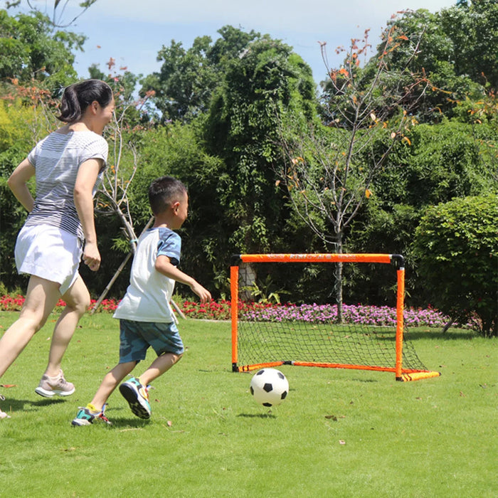 Kids Foldable Portable Football Goal with Ball & Pump — Outdoor Practice and Play