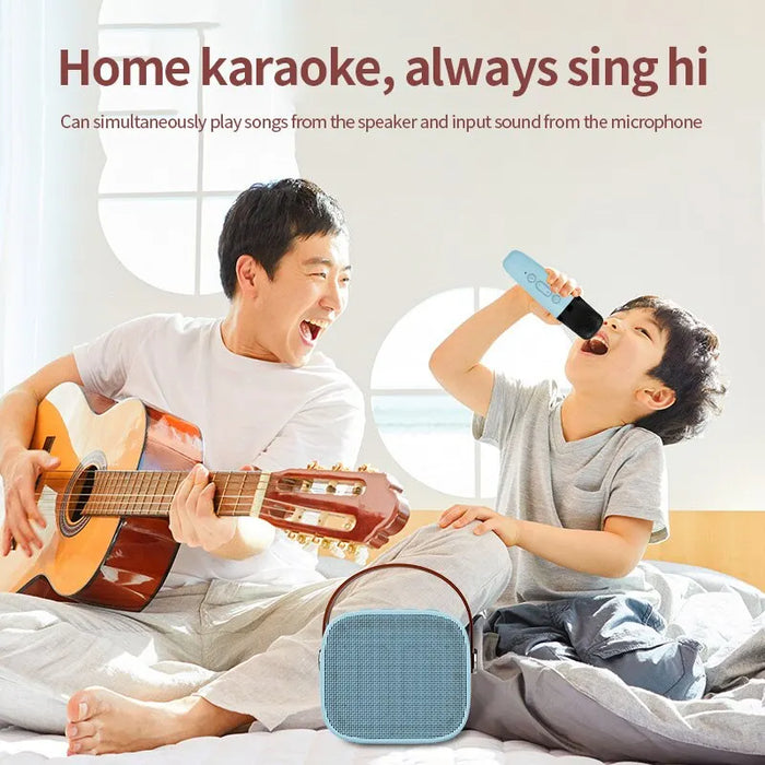 Wireless Bluetooth Mini Karaoke Speaker - 1-2 Microphones, Music Player, Karaoke Machine with Subwoofer - Perfect for Parties and Family Entertainment