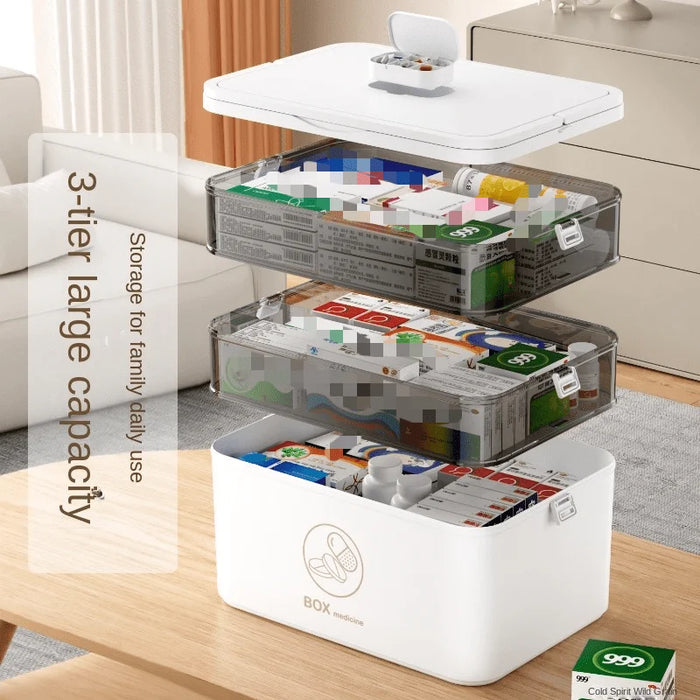 3-Tier Medicine Organiser – Leak‑Resistant Family Emergency Pill Box (Compact, Flip‑Top)