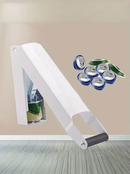 Wall-Mounted Can Crusher — Heavy-Duty White Metal Compactor