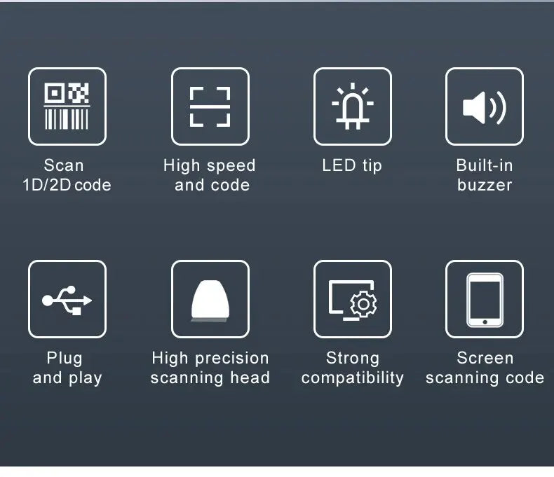 USB Wired 1D/2D Handheld QR & Barcode Scanner — High-Speed