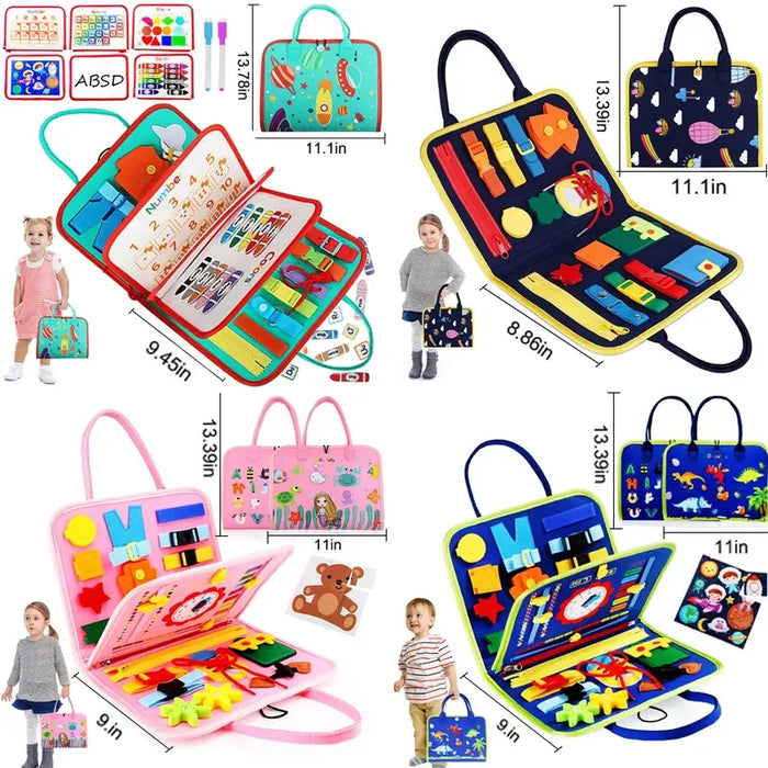 Busy Board Montessori - Sensory Toy for Toddler's Preschool Learning & Education, Provide Fine Motor Skills - Ideal for Travel Activities and Boys Development