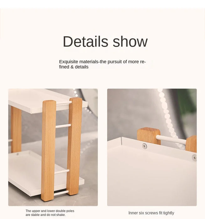 Wooden Countertop Organiser – Cosmetic & Coffee Station Shelf for Vanity