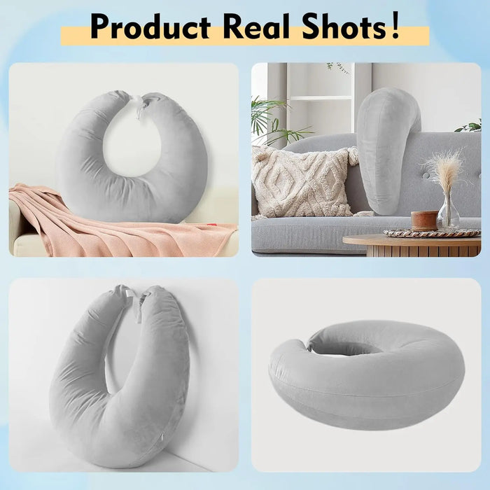 U‑Shape Reading & Gaming Cushion — Crochet Tatting Arm Support for TV, Desk & Travel