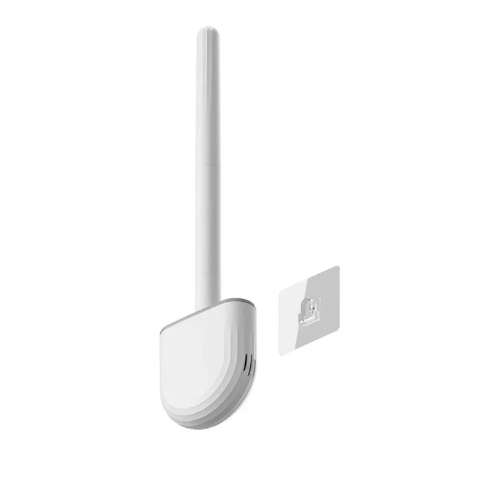 Silicone Toilet Brush with Flat Head - Breathable, Water Leak Proof, Flexible Soft Bristles, Quick Drying Holder - Ideal Bathroom Cleaning Solution for Enhanced Hygiene.