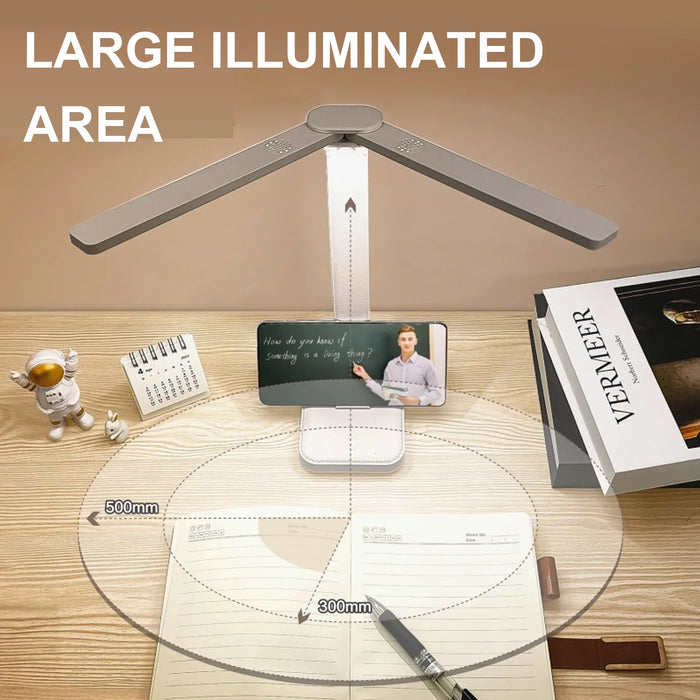 USB Rechargeable Folding LED Table Lamp - 3 Dimmable Levels, Touch Lighting, Eye-friendly and Foldable Design for Bedroom or Office Use - Ideal Lighting Solution for Desks and Tables