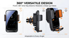 15W Car Phone Charger & Holder — Auto‑Sensing Vent Mount with One‑Touch Release