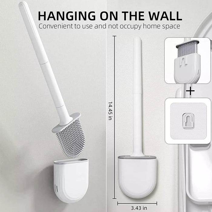 WIKHOSTAR - Wall Mounted Silicone Toilet Cleaning Brush with Flat Head Design - Ideal for Efficient Bathroom Cleaning and Hygiene Maintenance