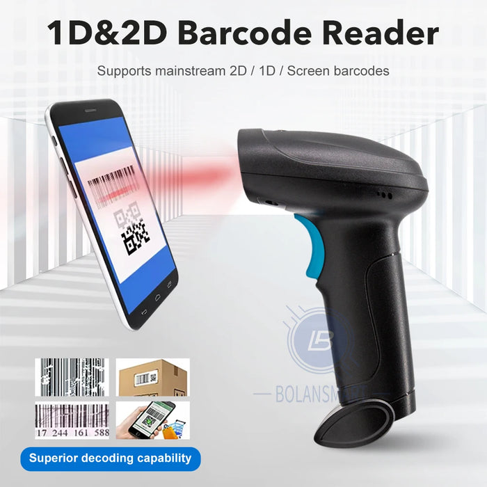 U12 1D/2D Barcode Scanner — Wired, Bluetooth & Wireless for Retail and Logistics