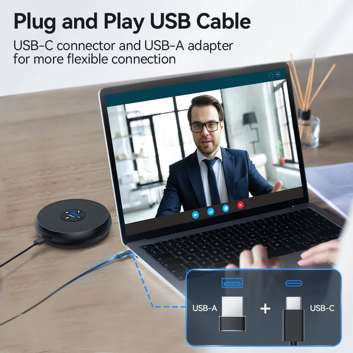EMEET OfficeCore M1A USB Conference Speakerphone — 360° 2‑Mic Pickup