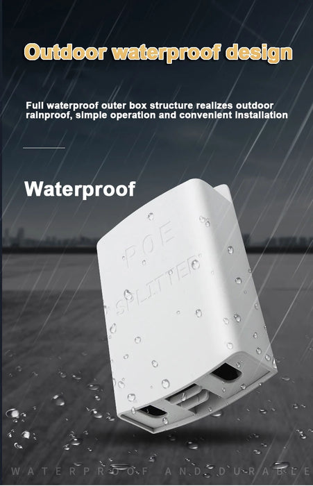 Waterproof Outdoor PoE Splitter 10/100Mbps — 48V to 12V (1.2A or 4A)
